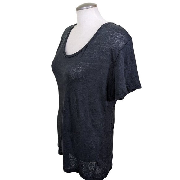 Lavon Linen Top T Shirt Women Plus 2X Black Short Sleeve Light Breathable Staple - Picture 5 of 7